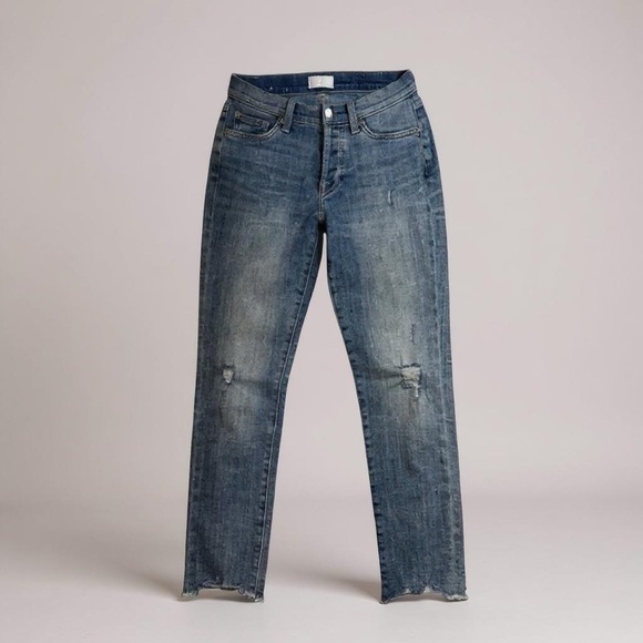 7 For All Mankind Josefina Mid Rise Skinny Distressed Jeans - Picture 1 of 9